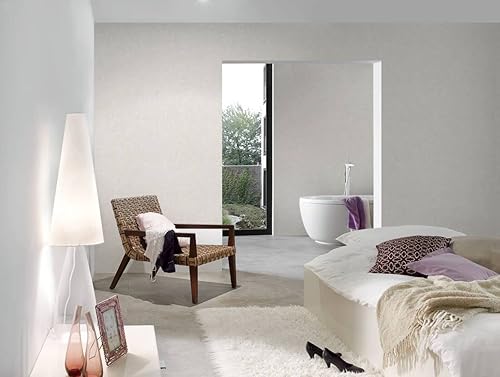 Miniatura 5 de CONCORD WALLCOVERINGS  Papel tapiz moderno con textura lisa, pared decorativa de vinilo, crema, gris, 21 pulgadas x 33 pies (57 pies cuadrados),