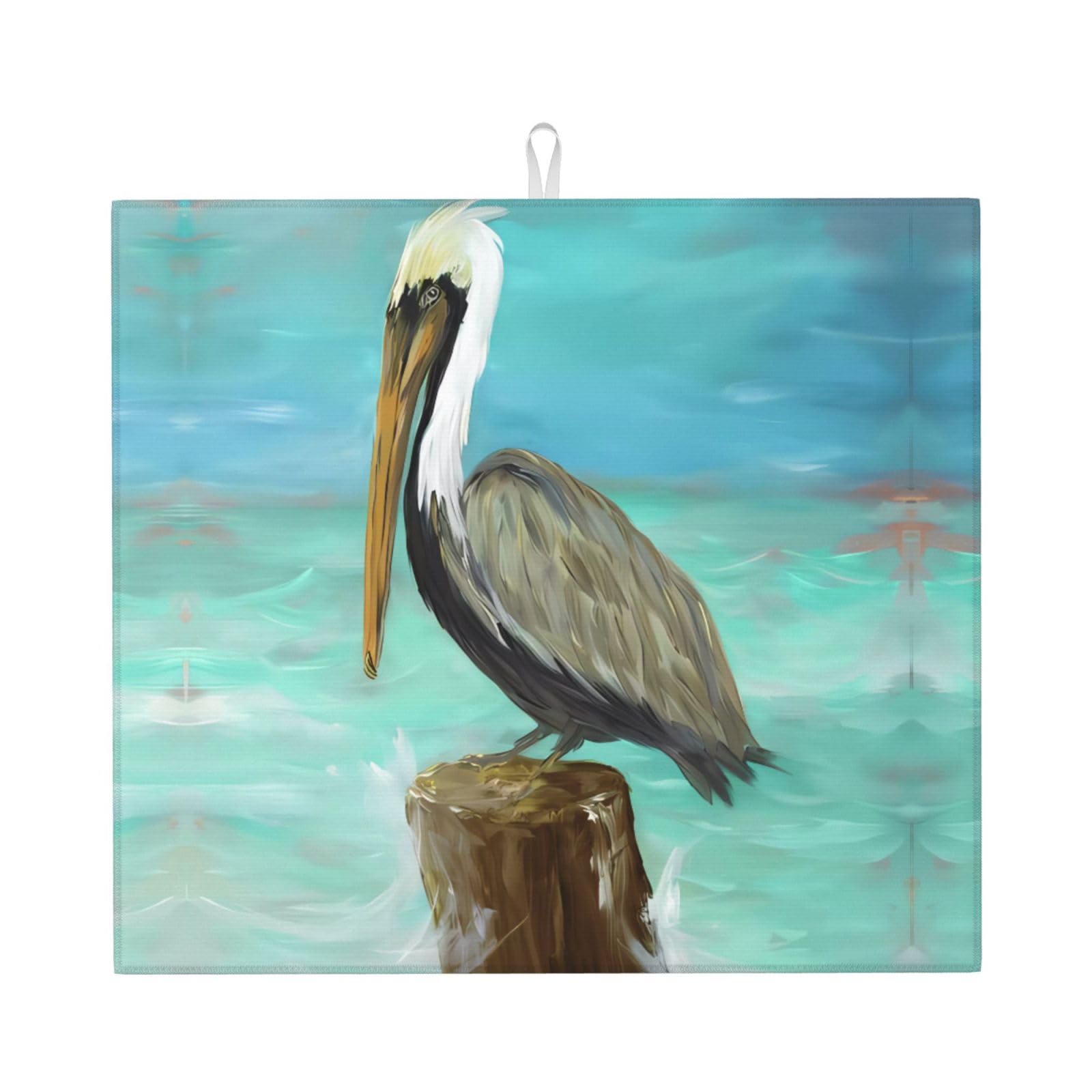 YYHHAOFA Pelicans Art Print Prints Kitchen Drying Mat – Highly Absorbent Microfiber Throw, Non-Slip Counter Cover for Dishes, Fade-Resistant Print & Appliance Protection
