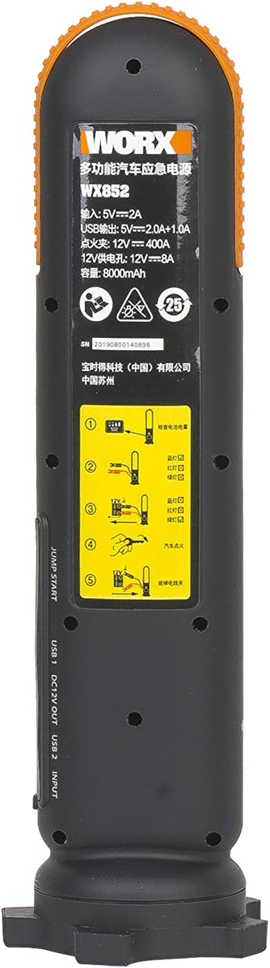 WORX WX852.1 12V 500Amp Lithium-Polymer Battery Starter + Power Bank + Led Lamp