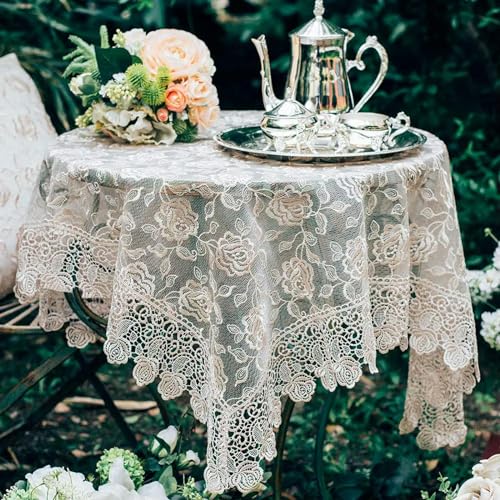 Nappe rectangulaire en dentelle brodée pour embellir table et mariage - 4