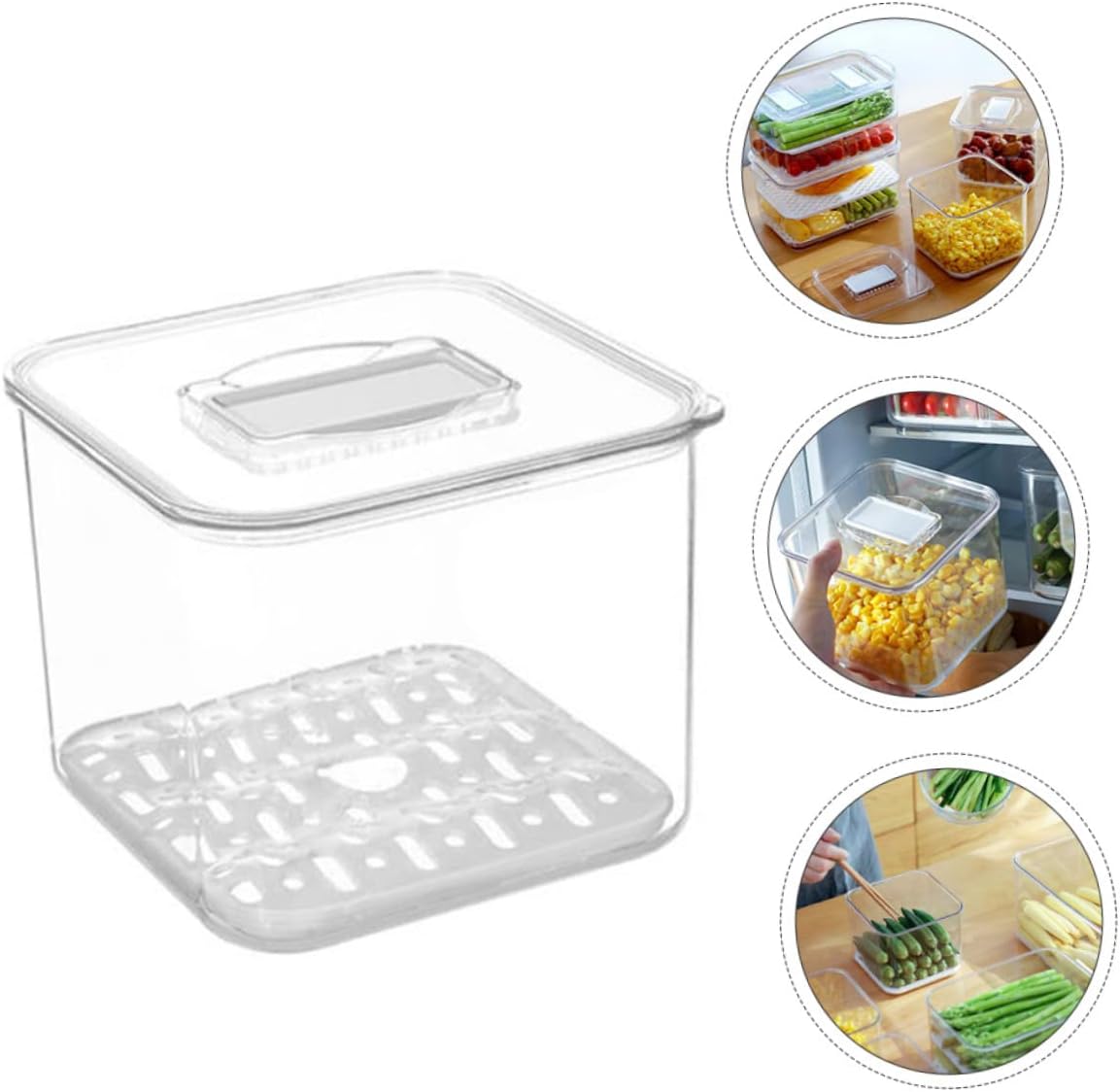 Refrigerator Crisper Sealing Food Preservation Box Storage Bins for Shelves Lids