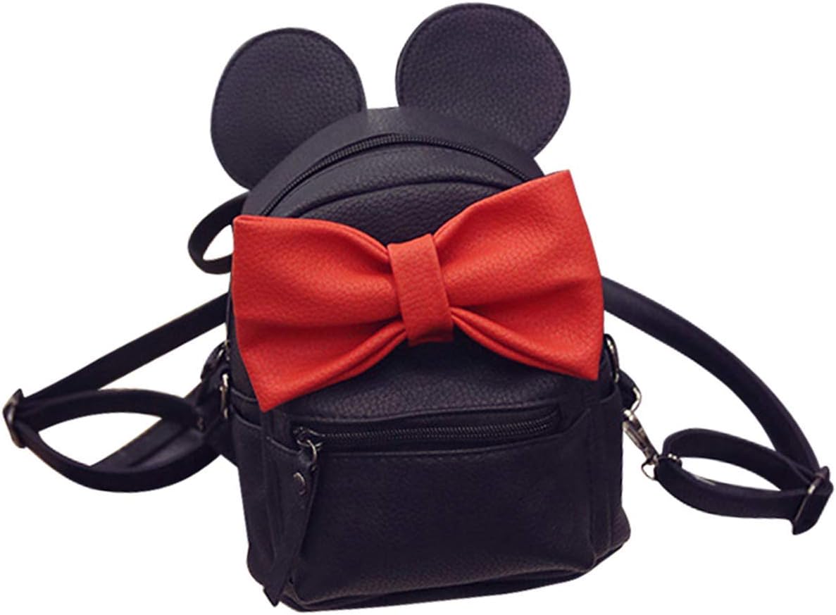 Bizarre Vogue Cute Small College Bag Bow Style Backpack for Girls (Black,BV1217)