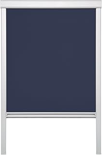 Lichtblick Dachfensterrollo Thermo-Rollo Skylight, Verdunkelung, stufenlose Bedienung, mit Seitenschienen, Passgenau für Velux-Dachfenster Blau, 38,3 x 54,0 cm (C02) (B x L)