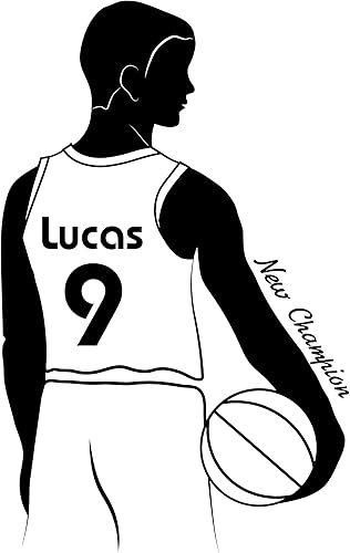 Miniatura 2 de Calcomanía de pared de baloncesto de vinilo, calcomanía de acción de baloncesto, decoración de pared personalizada, decoración de arte de vinilo