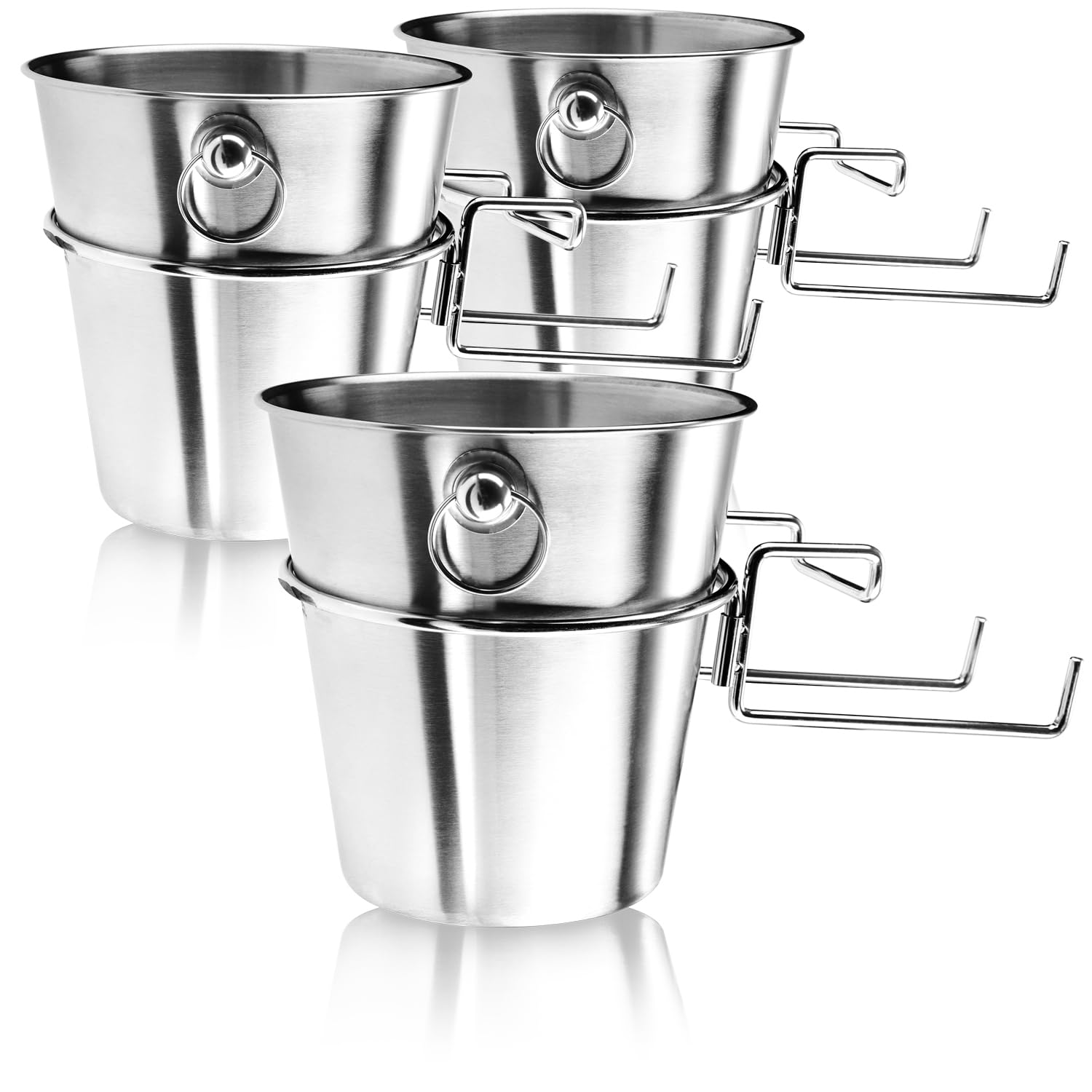 com-four® 3x Sektkühler aus Edelstahl mit Tischhalter | Kühlkübel für Sekt, Wein, Champagner - edler Weinkühler für kühle Getränke