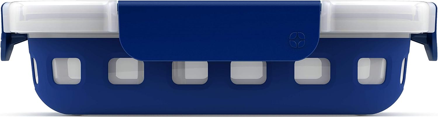 Ello Sammie Plastic Divided Kids Food Storage Container, 4 Cup, Touchdown Blue