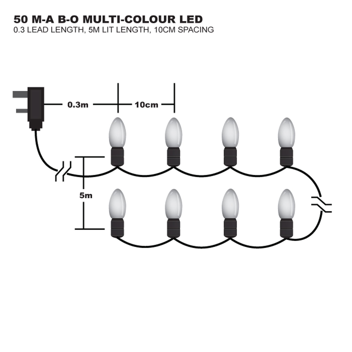 Premier LB112382M 50 B-O MULTI LED LIGHT, Multicoloured, 50 LED's - Image 4
