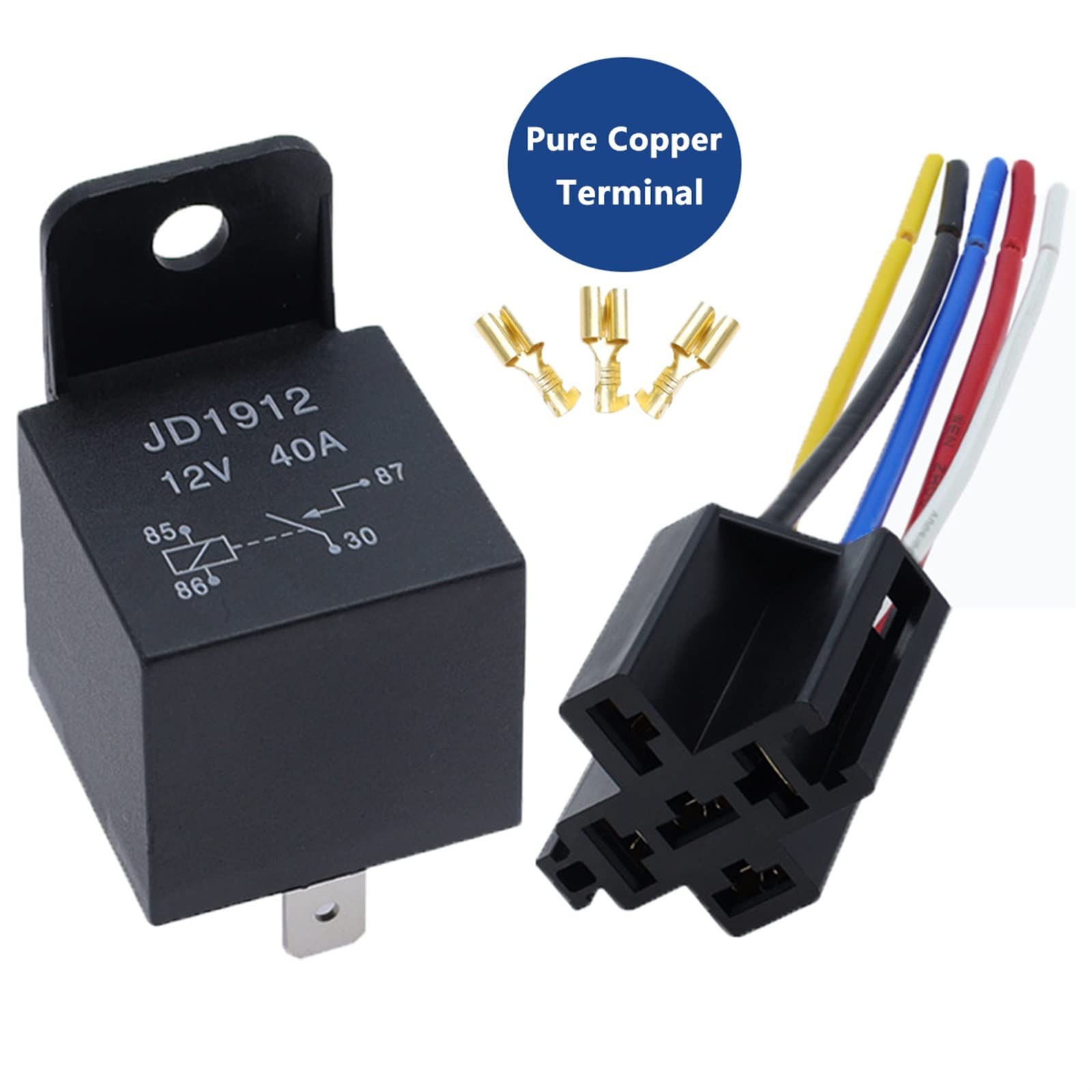 Piezas de recambio Relé impermeable for coche de 4, 5 pines, 4P, 5P, 40A, relés automotrices de larga duración, normalmente abierto, relé de 12V/24V CC for faro delantero, aire acondicionado(Color:Jd2
