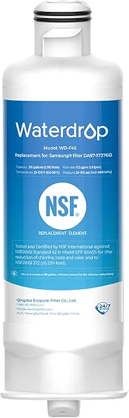 Waterdrop DA97-17376B Replacement for Samsung® HAF-QIN Refrigerator Water Filter, HAF-QIN/EXP, RF28R7201SR, RF28R7351SG, WD-F45 Basic