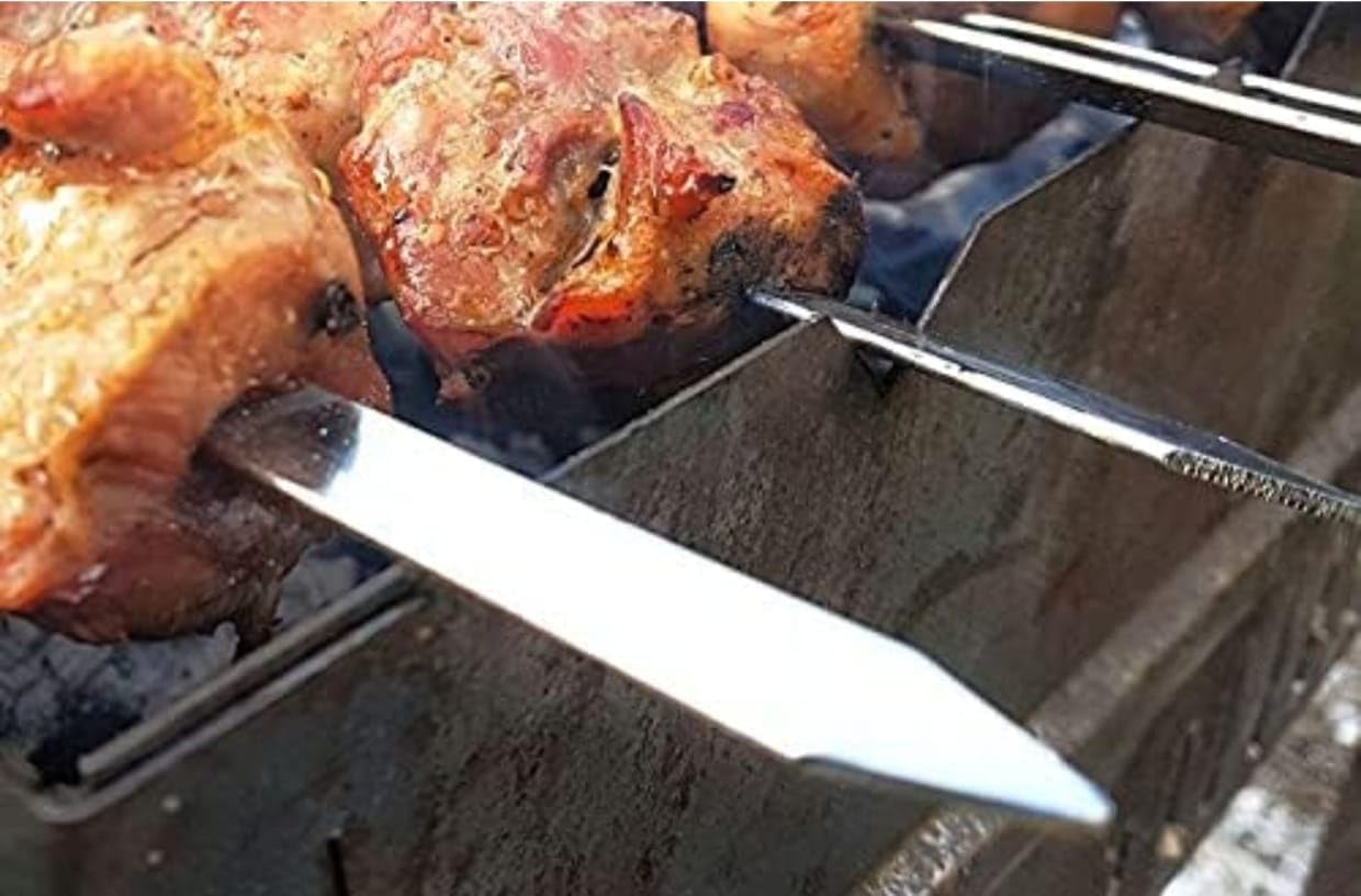 Zocardo 18 Inch Skewers for Barbecue, Stainless Steel Stick for Grilling Seekh Kebab - BBQ Grill Steel Skewer Set (Set of 4) (18 inch Flat Skewers 4 Pieces) (B0CPFWS8XQ) Amazon Price History, Amazon Price Tracker