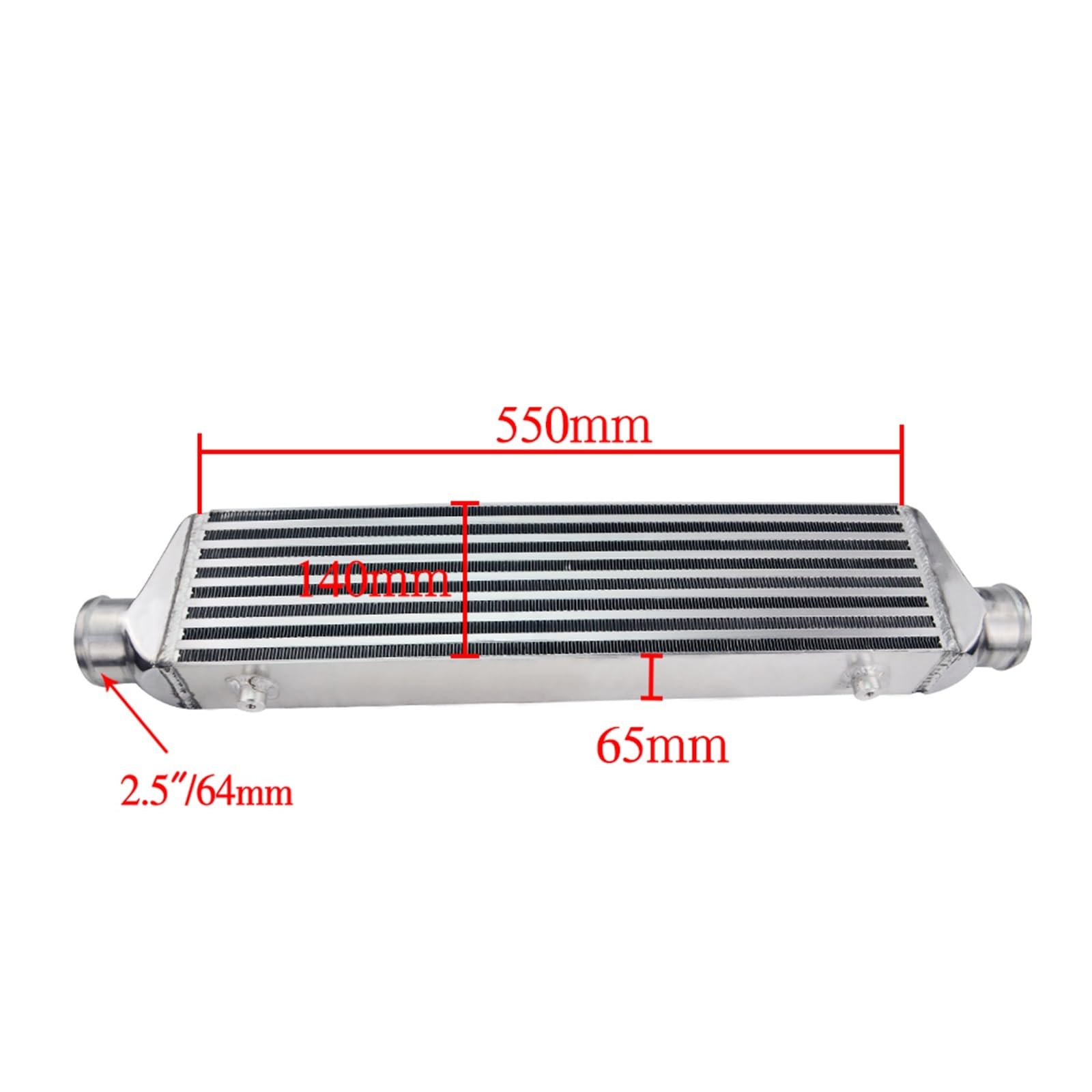 Wentylatory chłodnicy silnika samochodowego 550 * 140 * 65mm Uniwersalny intercooler z turbosprężarką i płytą OD 2,5" z mocowaniem przednim WLR-IN811-25 chłodzenia silnika