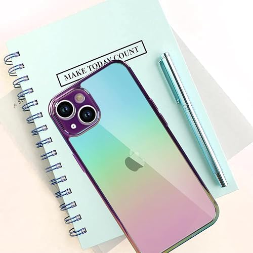 Miniatura 6 de Bonoma Compatible con iPhone 13, funda brillante láser fluorescente de cristal iridiscente de lujo protector de cámara + 2 protectores de pantalla a