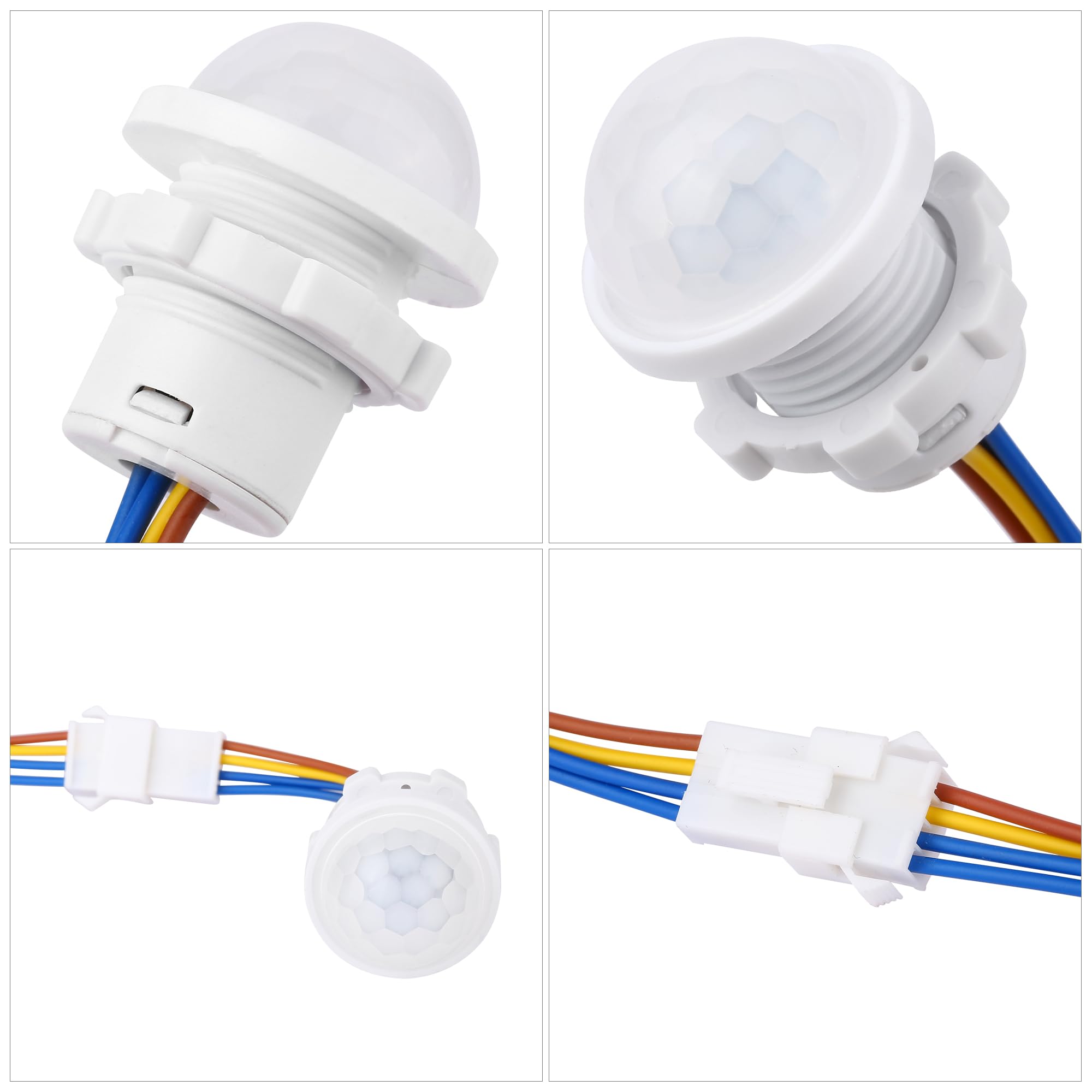 Pack de 6 interruptores de luz con detector de movimiento, sensor infrarrojo PIR, retardo de tiempo 30S, detección inteligente para LED, focos y otras luces existentes, techo y soporte de pared