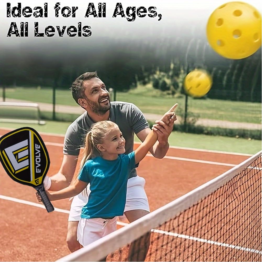 Pickleball - Juego de raquetas de remo para pickleball con 4 remos, 4 pelotas y 1 bolsa de transporte, para principiantes y jugadores recreativos, para exteriores e interiores