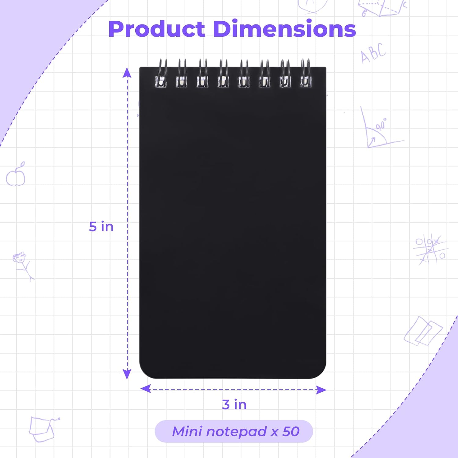 Lnrueg Small Spirals Notepads, 50 Pcs 3 x 5 Inches Mini Notebooks, 60 Sheets Mini Portable Pocket Notebook, Top Bound Notebook Memo Pads for Home Office School