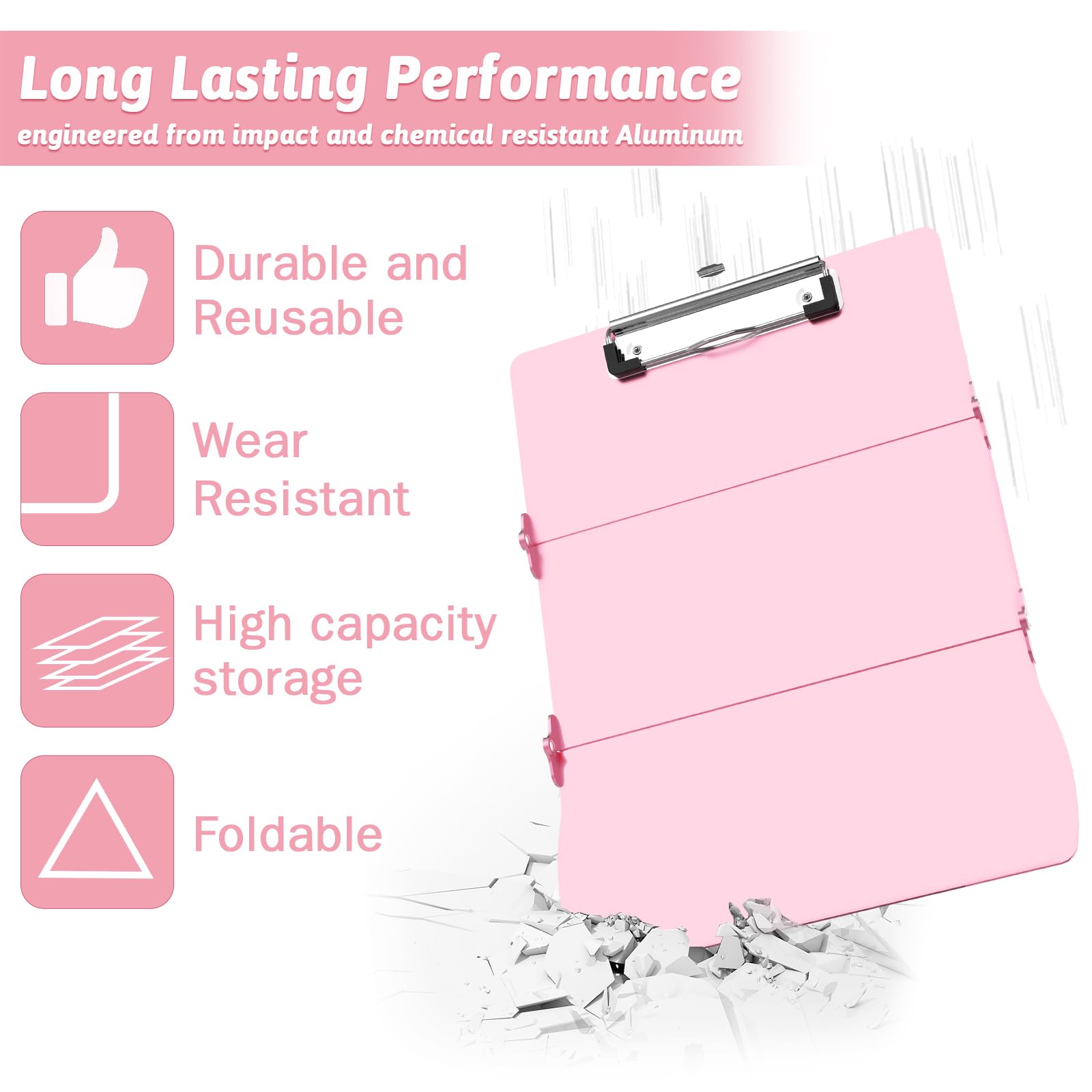 Nursing Clipboard Foldable Clipboard Medical Edition Cheat Sheets Aluminum 3 Layers Foldable Clipboards Nursing Pocket Size Profile Clip — view 6