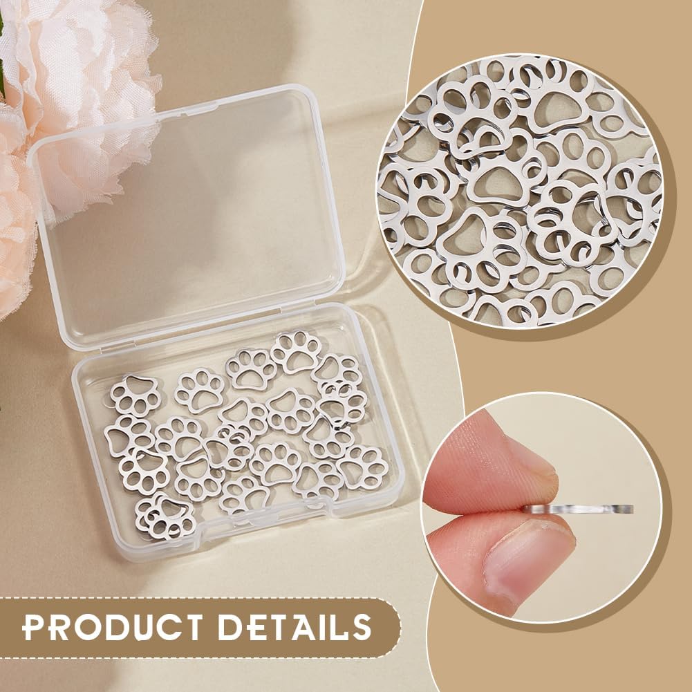 UNICRAFTALE 20pcs Dog Paw Print Charm Hollow Metal Charm Pendants Stainless Steel Charms Animal Cat Dog Paw Print Charms for DIY Jewelry Necklace Bracelet Making - Image 4