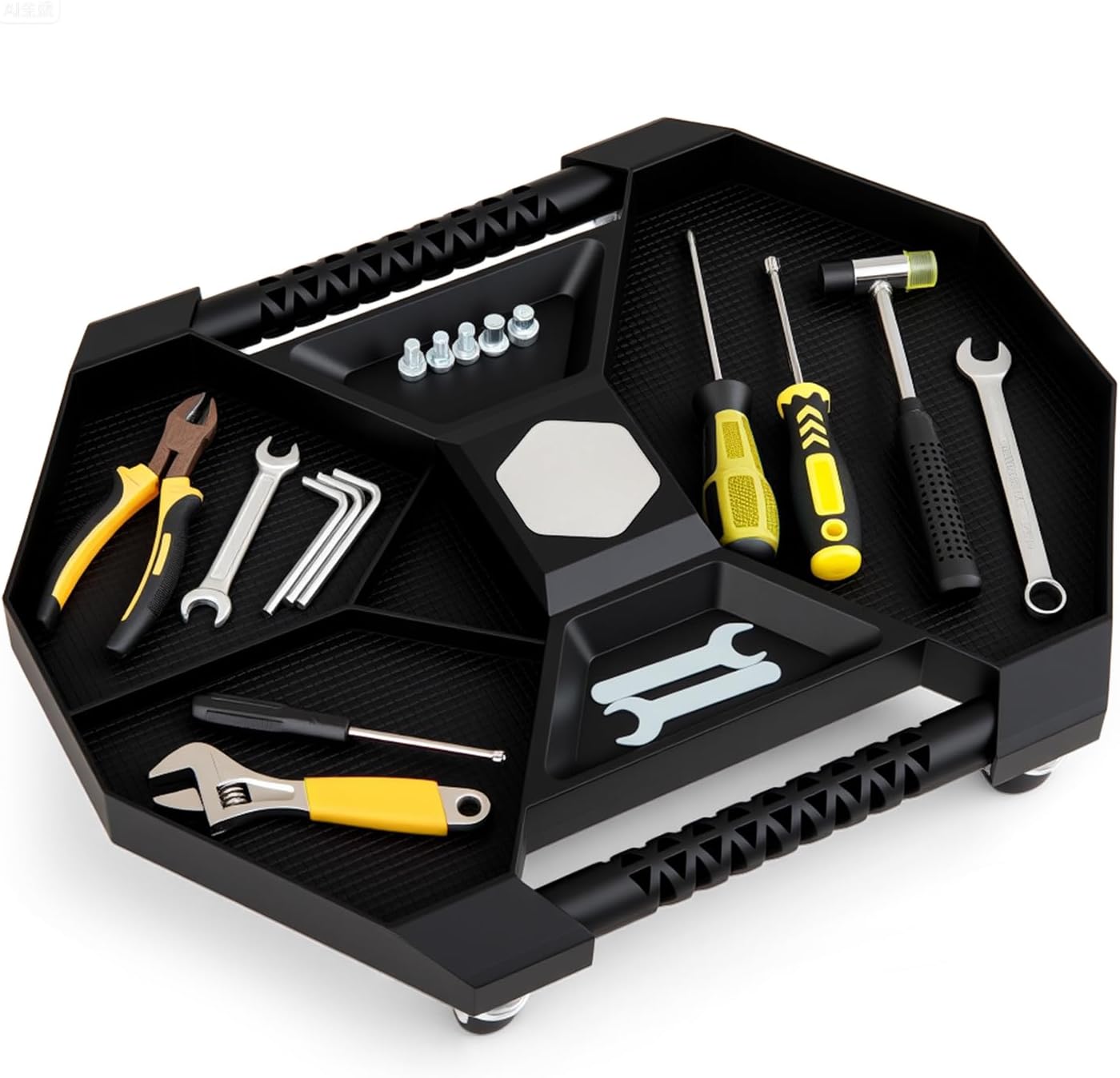 Goplus Rolling Tool Tray, Under Car Magnetic Moving Tray with 4 Swivel Casters, 55 LBS Capacity Caddy Tray, Tool Tray Creeper for Garage, Workshop, Automotive Repair, Mechanics