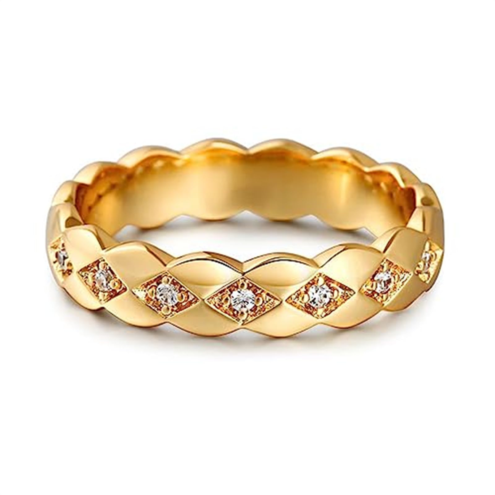 Jeulia Damen Gold Band Ring Wasserfest Vergoldet Verlobungsring Zirkonia Bandring Geometrisch Fingerring Sterlingsilber Blumenring für Frauen Versprechnung Hochzeit Geburtstag Geschenk