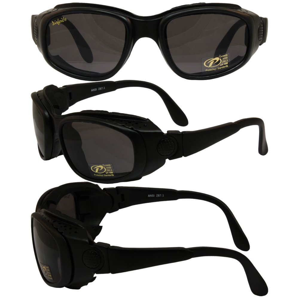 Airfoil 9100 Goggle - Padded Riding Sunglass Black with Smoke Lenses