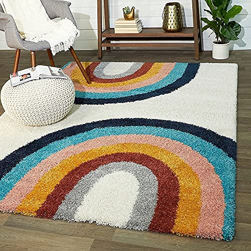 Image of Modern Soft 3D Shaggy Fur Carpets for Living Room Thick Fluffy Rugs for Bedroom, 6x6 Feet Square Multi Color