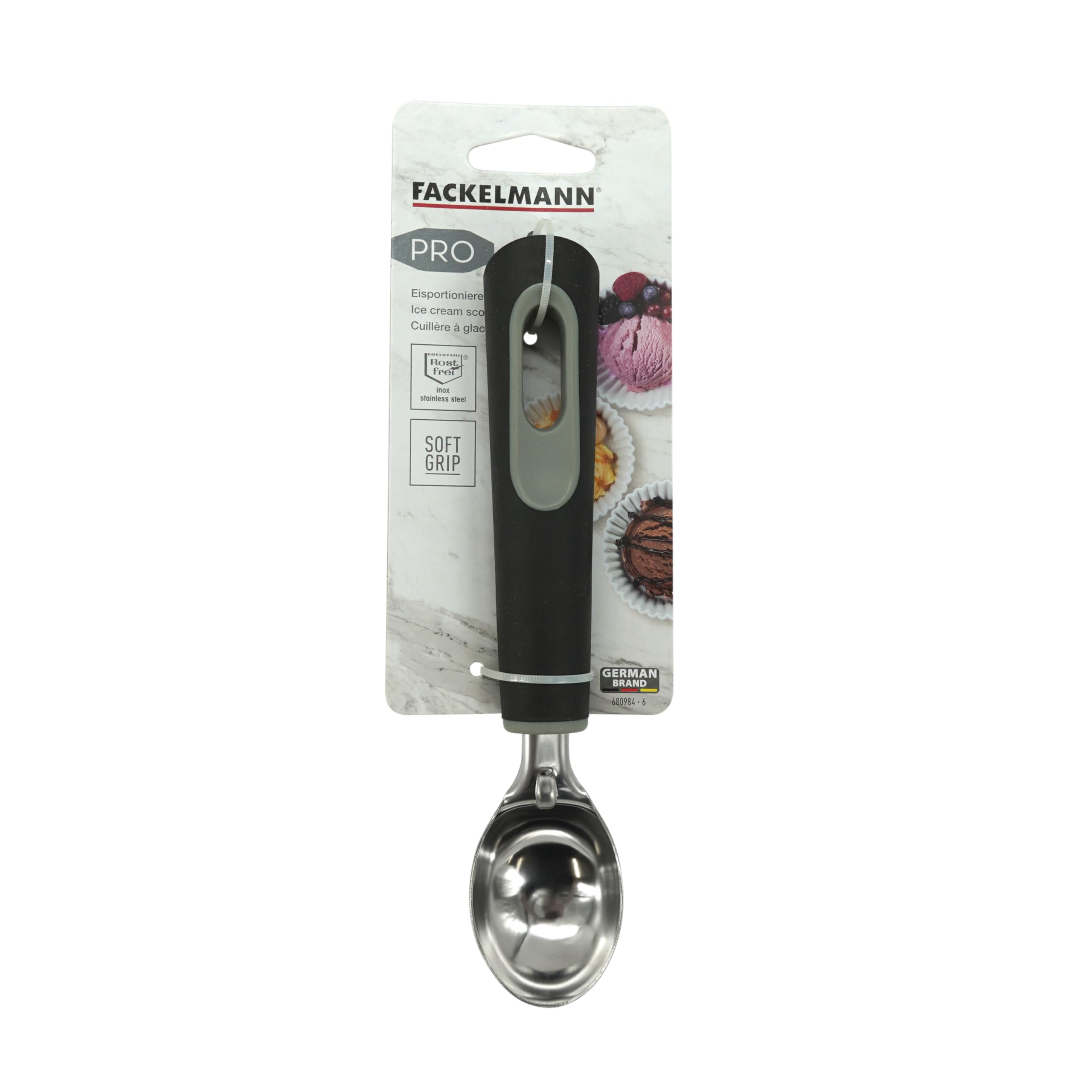 Fackelmann PRO Ice Cream Scoop Stainless Steel, Soft Touch Handle, Multi-Functional Gelato Sorbet Server - Image 2