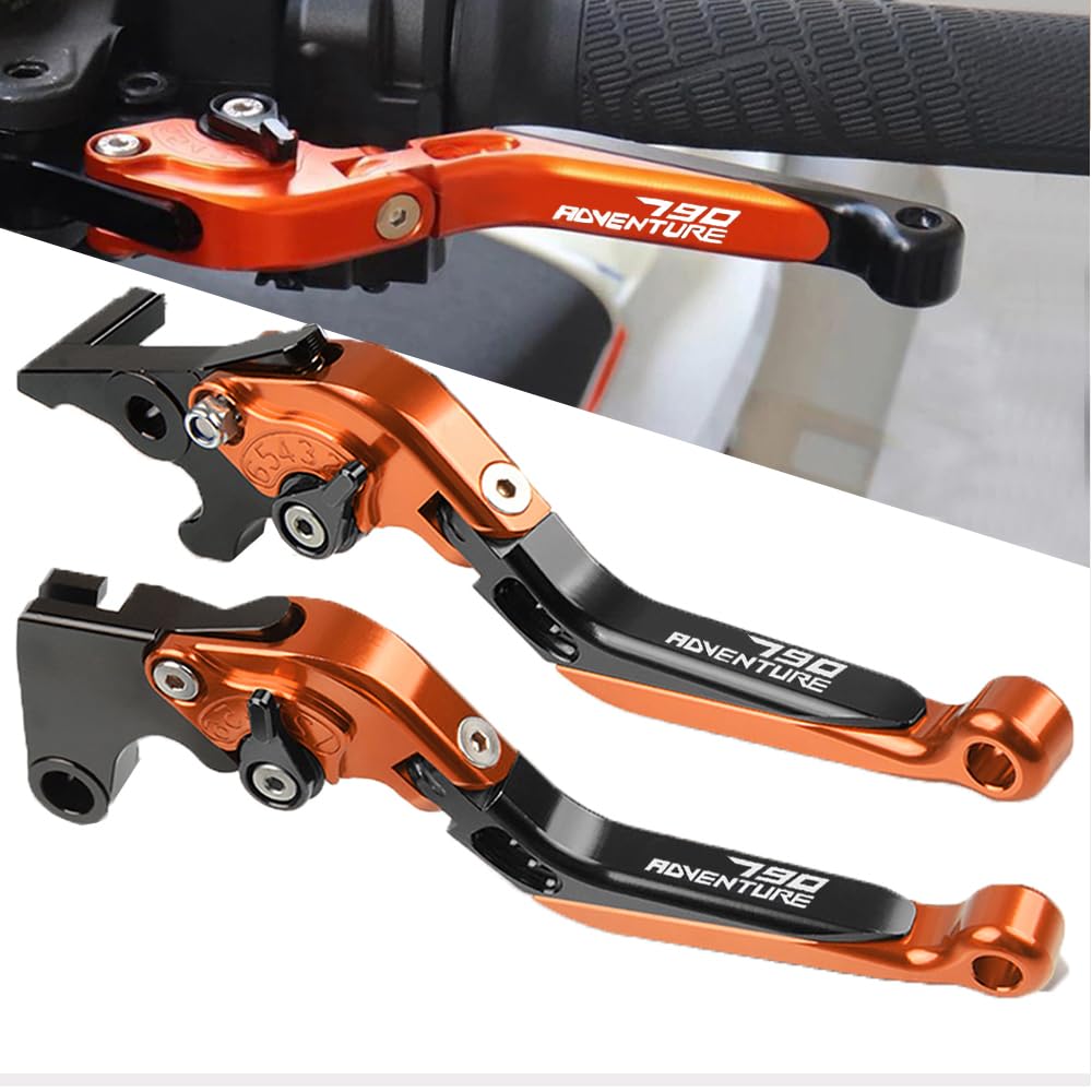 790 Adventure Palanca de Manetas Embrague de Freno Regulables para 790 Adventure R 2017 2018 2019 (Naranja/Nero)