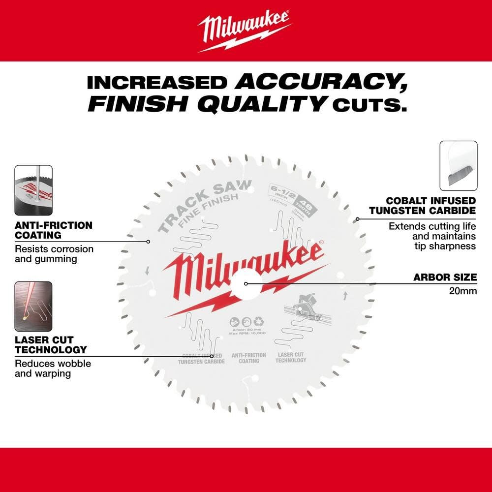 Milwaukee Lama per sega a binario con finitura fine, 48 denti, lama da 165 mm