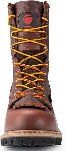 Miniatura 2 de SUREWAY Men's 8" Waterproof Steel-Toe Logger Work Boot,Superior OilSlip Resistant,Thicker Full Grain Leather,Wedge Rubber Sole,EH Rated