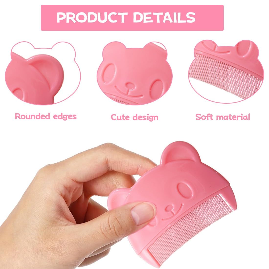 3 Pcs Spazzola Da Bagno, Pettine Neonato,Pettine Crosta Lattea Neonato, Spazzola e Pettine Neonato,Pazzola Per Bambini In Silicone Adatto Per Il Massaggio Del Cuoio Capelluto Del Neonato(Rosa)