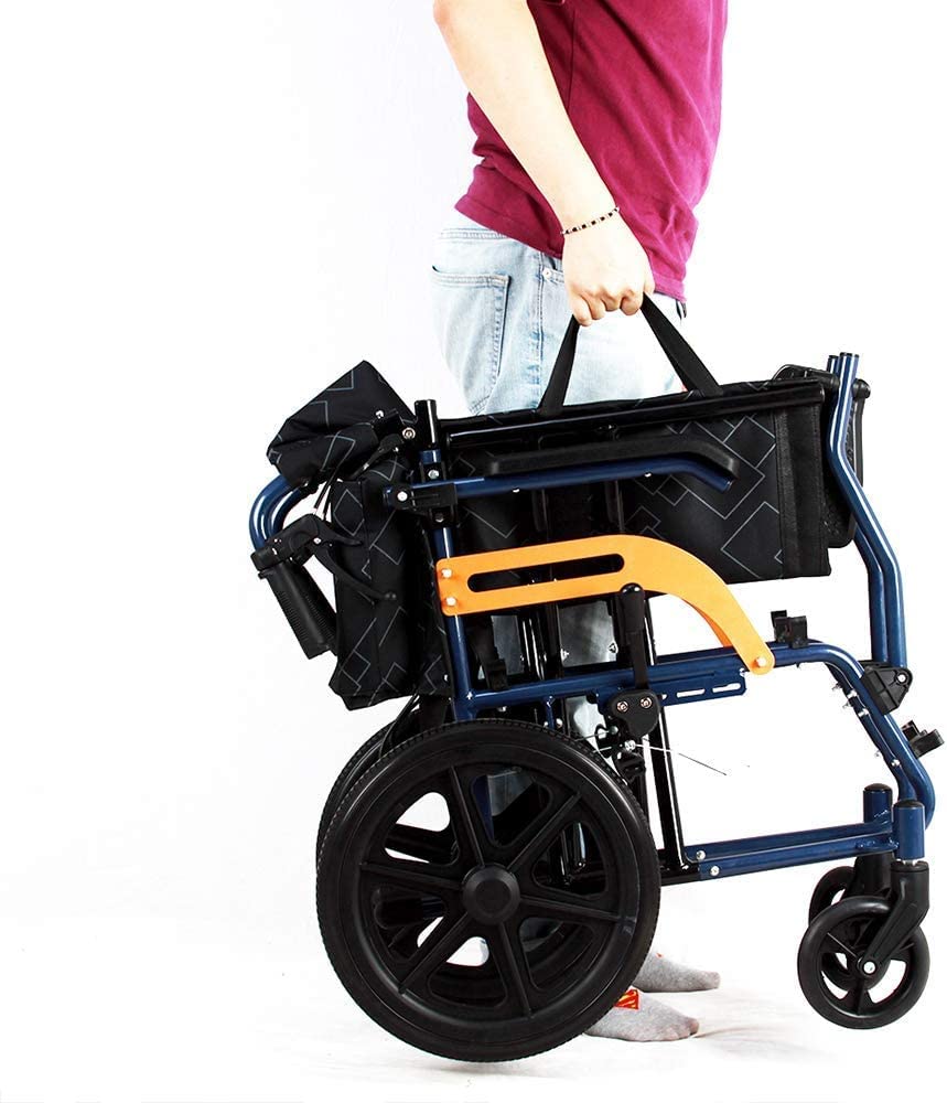 Sillas De Ruedas Silla De Ruedas Manual Plegable Autopropulsada con Reposabrazos Abatibles Y Reposapiés Desmontables Silla De Ruedas Plegable Ligera para Adultos