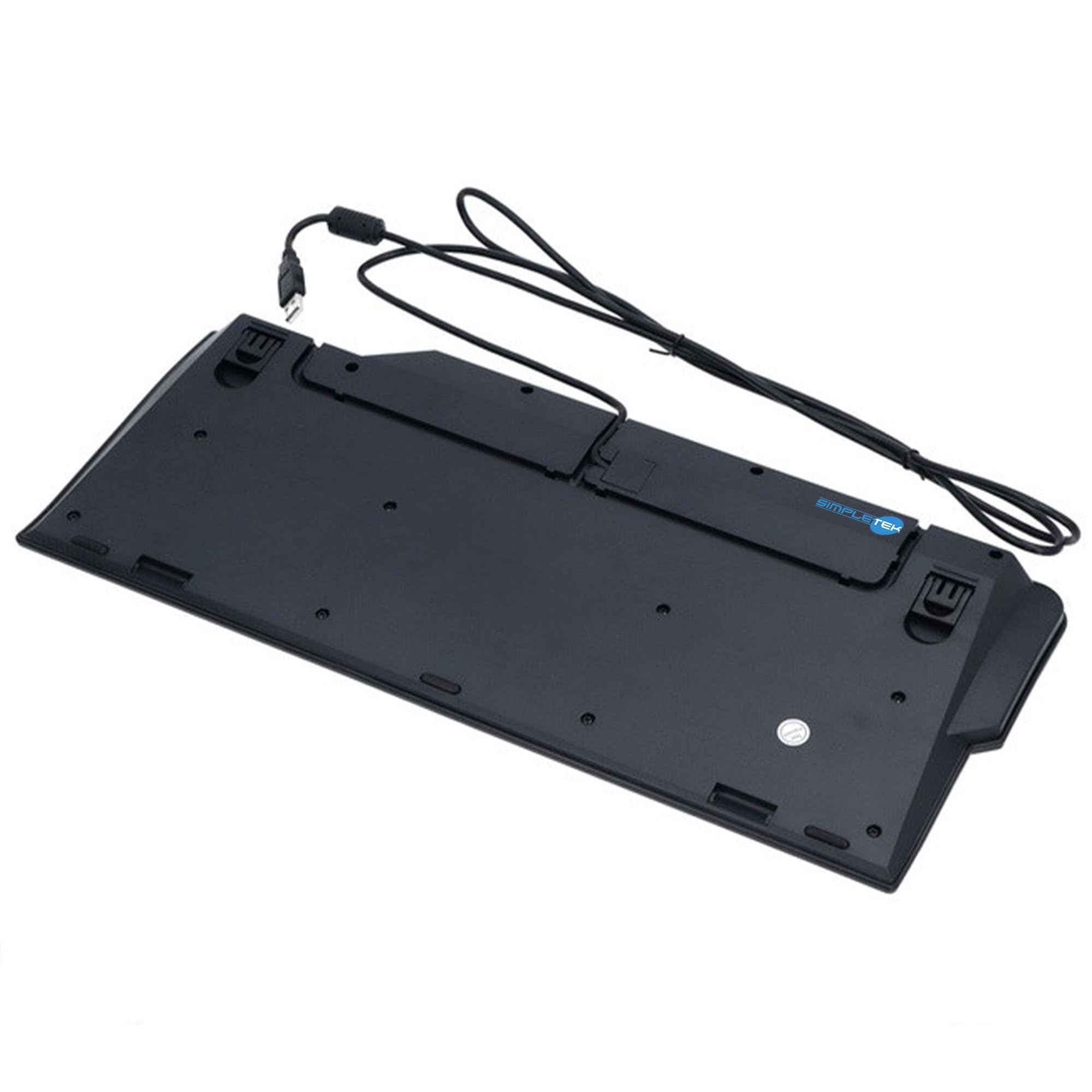 SIMPLETEK - Tastiera Multimediale USB AZERTY Belga BE Hub Poggiapolsi Nera | Tastiera programmabile USB con layout AZERTY belga, hub USB integrato per periferiche, poggiapolsi e profilo multimediale