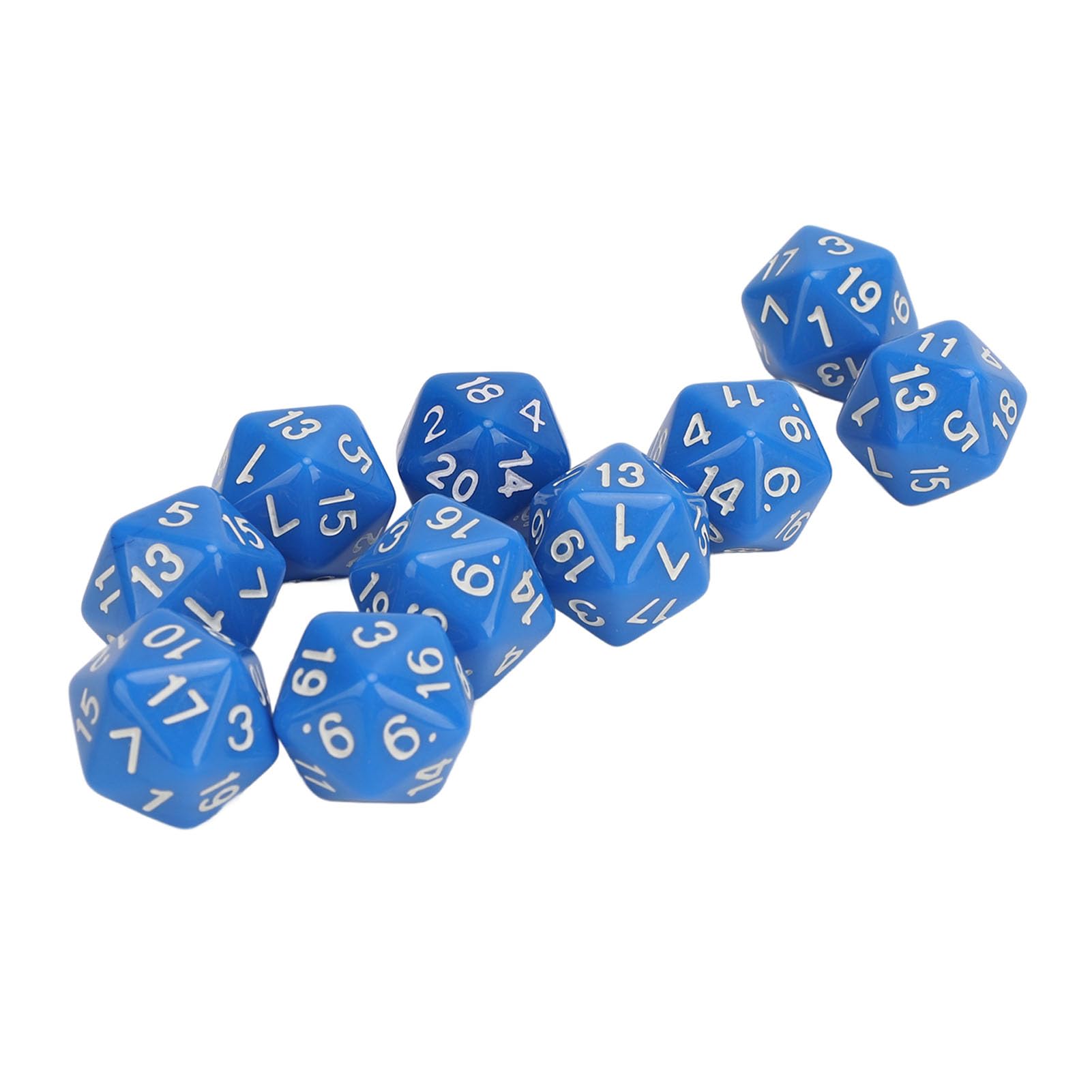 10 Pieces Lightweight Dice, Proof D20 Polyhedral Dice Set, High Strength 20 Sided Dice for RPG Game Table (Blue)