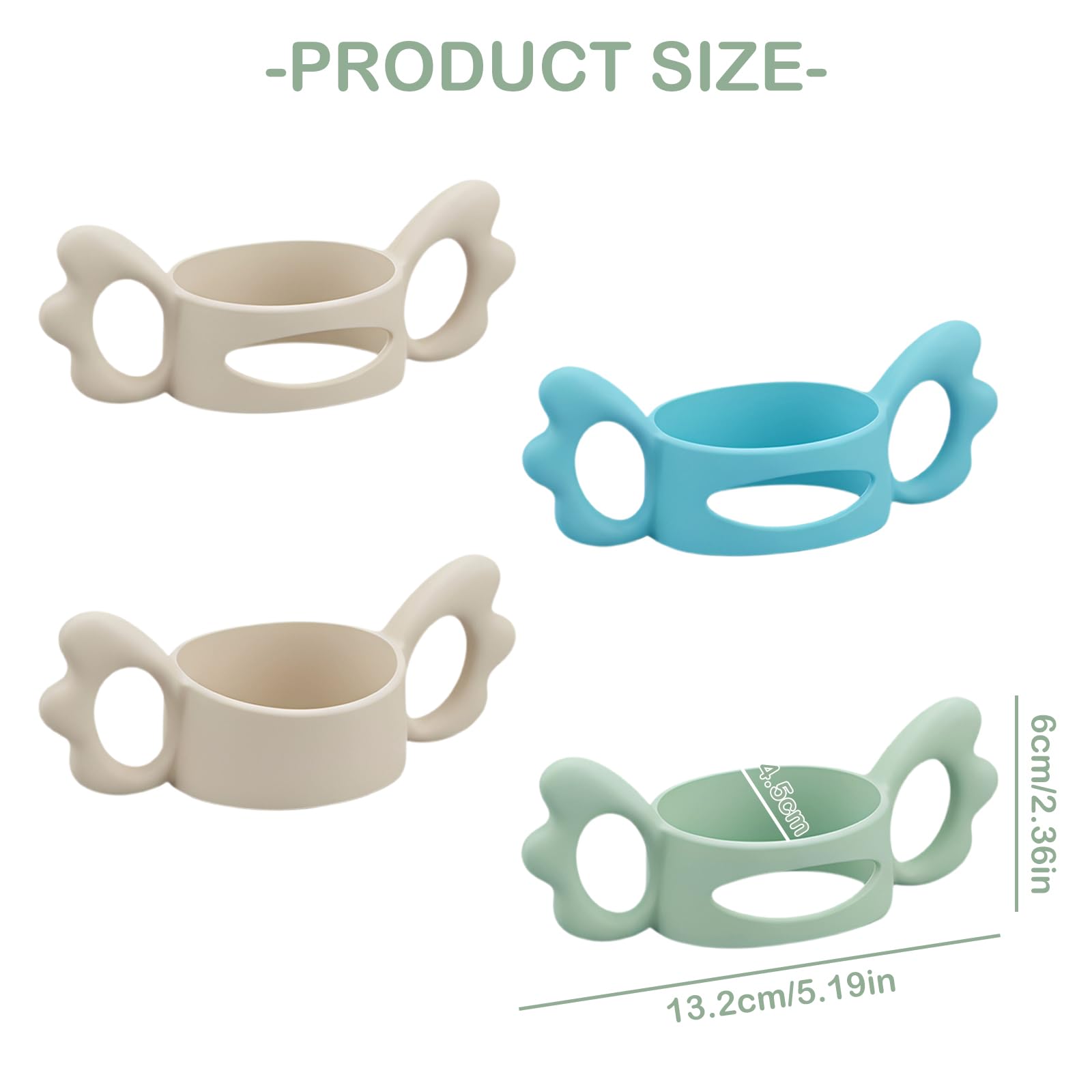Amexo 4 Pezzi Impugnatura Ergonomica per Biberon Neonato, Manici Biberons a Collo Largo, Manico Per Biberons Silicone, Facile da Installare, Sicuro e Morbido