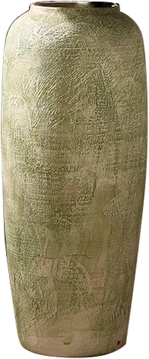 SnamicE Vase Tabletop Ceramic Cylindrical Floor Vase Distressed Vintage Dried Flower Arrangement Ideal for Living Room Decor,One Color-26 * 60cm