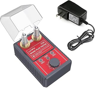 Spark Plug Tester, Automotive Dual Holes Spark Plug Tester Tool with Adjustable Dual Holes Ignition Tester and Protective Cover Spark Plug 0 to 6000rpm Adjustable for 12mm Spark Plug