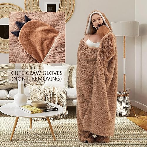 Faultier Decke mit Ärmeln und Hüttenschuhe - Faultier Geschenk für Frauen | Sherpa Fleece Kuscheldecke mit ärmeln, Tragbare Decke zum Anziehen als Weihnachten Geburtstagsgeschenk für Frauen Damen