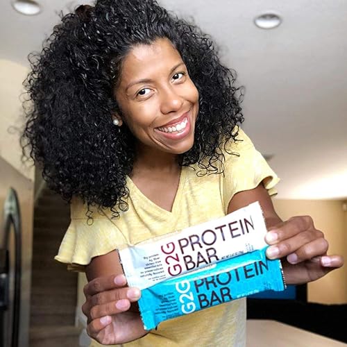 Miniatura 3 de G2G Barra de proteínas, para amantes de la mantequilla de almendras, paquete de 2, 1 caja de chips de chocolate de almendras y 1 caja de coco de