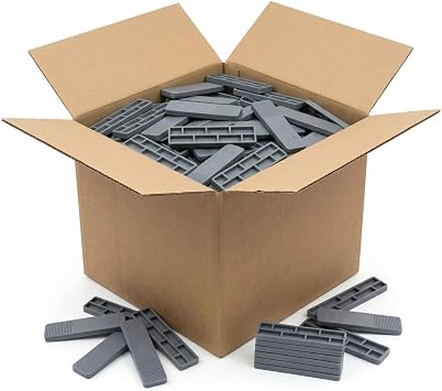 1000 x Plastic Window & Glazing Packers 4mm Grey, Flooring & Framing Spacers Packers, Flat Window Wackers, Dry Lining Plastic Packers, Ideal for Cladding, Flooring, Glazing