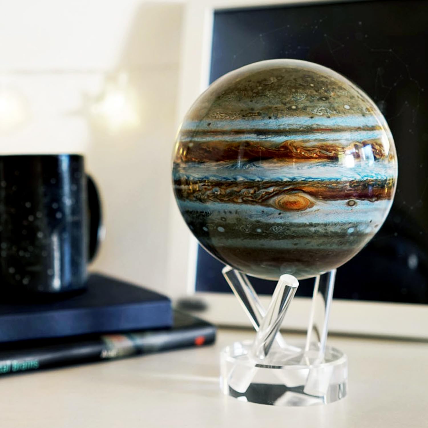 MOVA Globe Bundle – Blue Relief Map 8.5” & Jupiter 4.5” | Solar-Powered Rotating Globes for Home or Office | No Batteries or Wires | Unique Educational Décor Gift for Space & Earth Enthusiasts