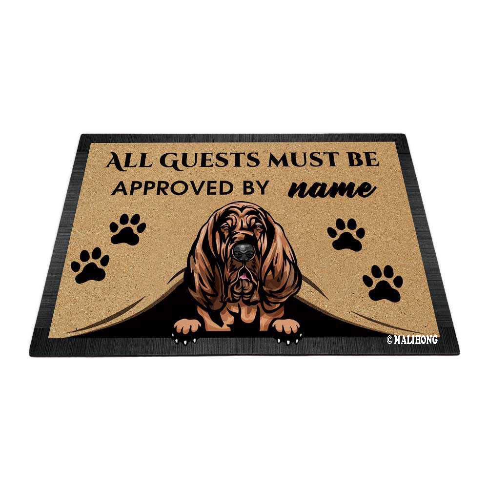 BAGEYOU Personalized Dog's Name Peeking Dog Bloodhound Doormat All Guest Must Be Approved Rugs for Home Decor 35.4 x 23.6 Inch
