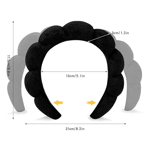 Miniatura 6 de CILPIR Diademas de spa para lavar la cara o el rostro, juego de 2 diademas para el cuidado de la piel, diademas de burbujas para el cuidado de la