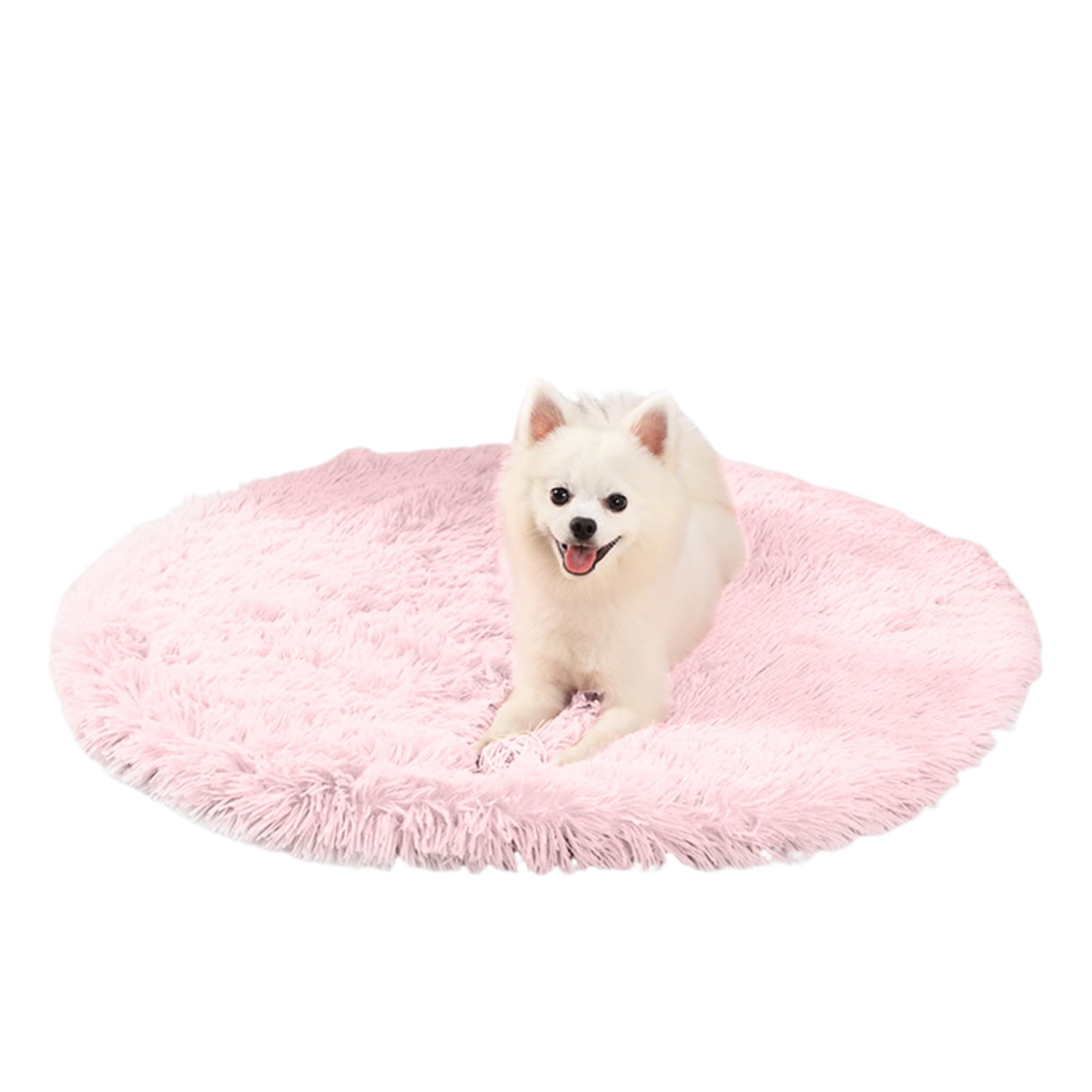 PETCUTE Round Dog Bed Mat,Washable Warm Dog Bed Blanket, Ultra Soft Long Plush Pet Cushion, Deluxe Plush Dog Mat with Anti-Slip Bottom,for Household Small and Medium Large Pets, Dog,Cat