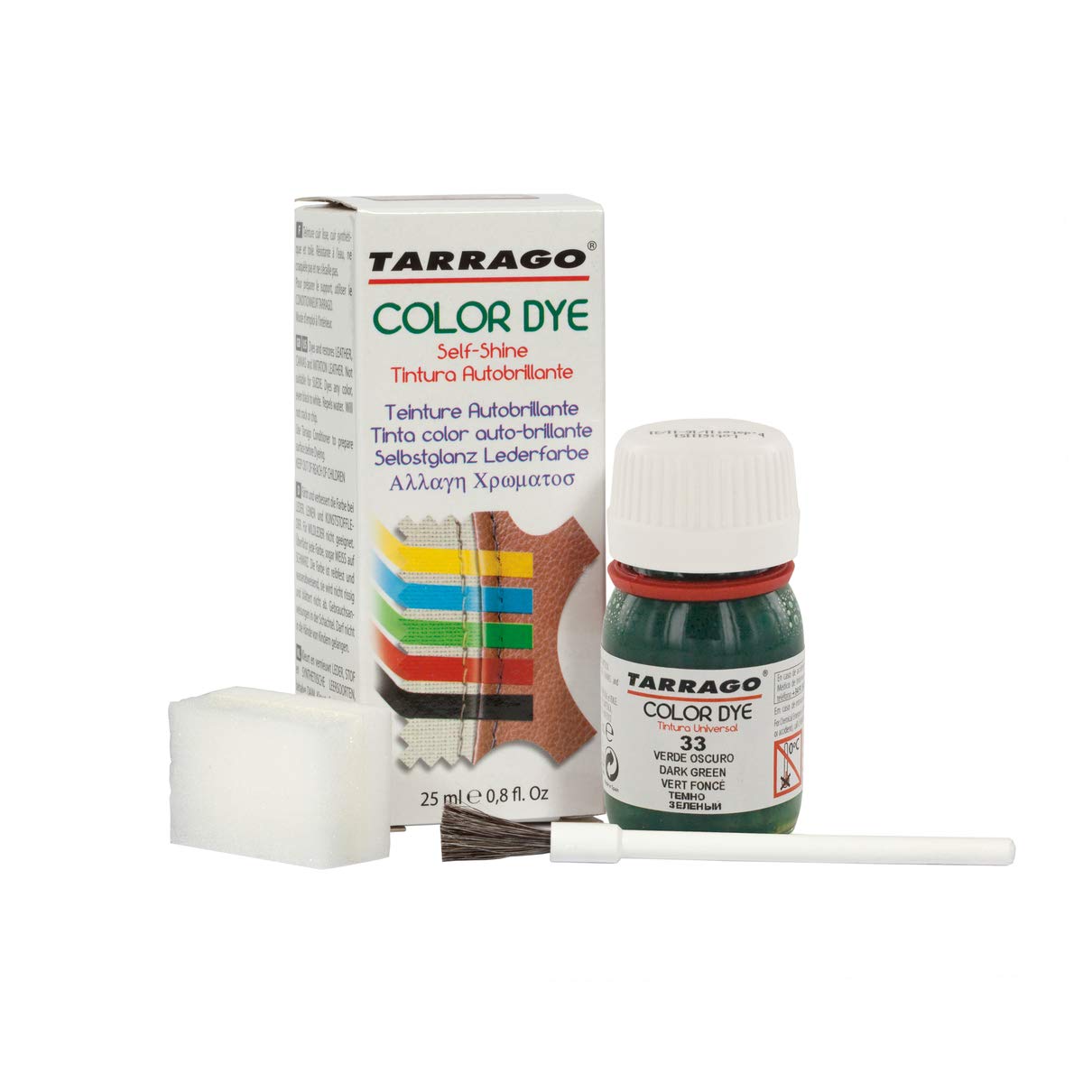 Tinte para Zapatos y Bolsos de Cuero y Textil con Esponja y Brocha | Cubre Rozaduras y Desgastes del Calzado | Gama de 90 colores — view 57