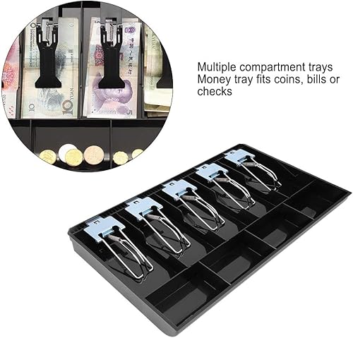 Miniatura 3 de Bandeja de inserción de cajón de caja registradora con 5 compartimentos para billetes4 monedas para almacenamiento de dinero, bandeja de repuesto
