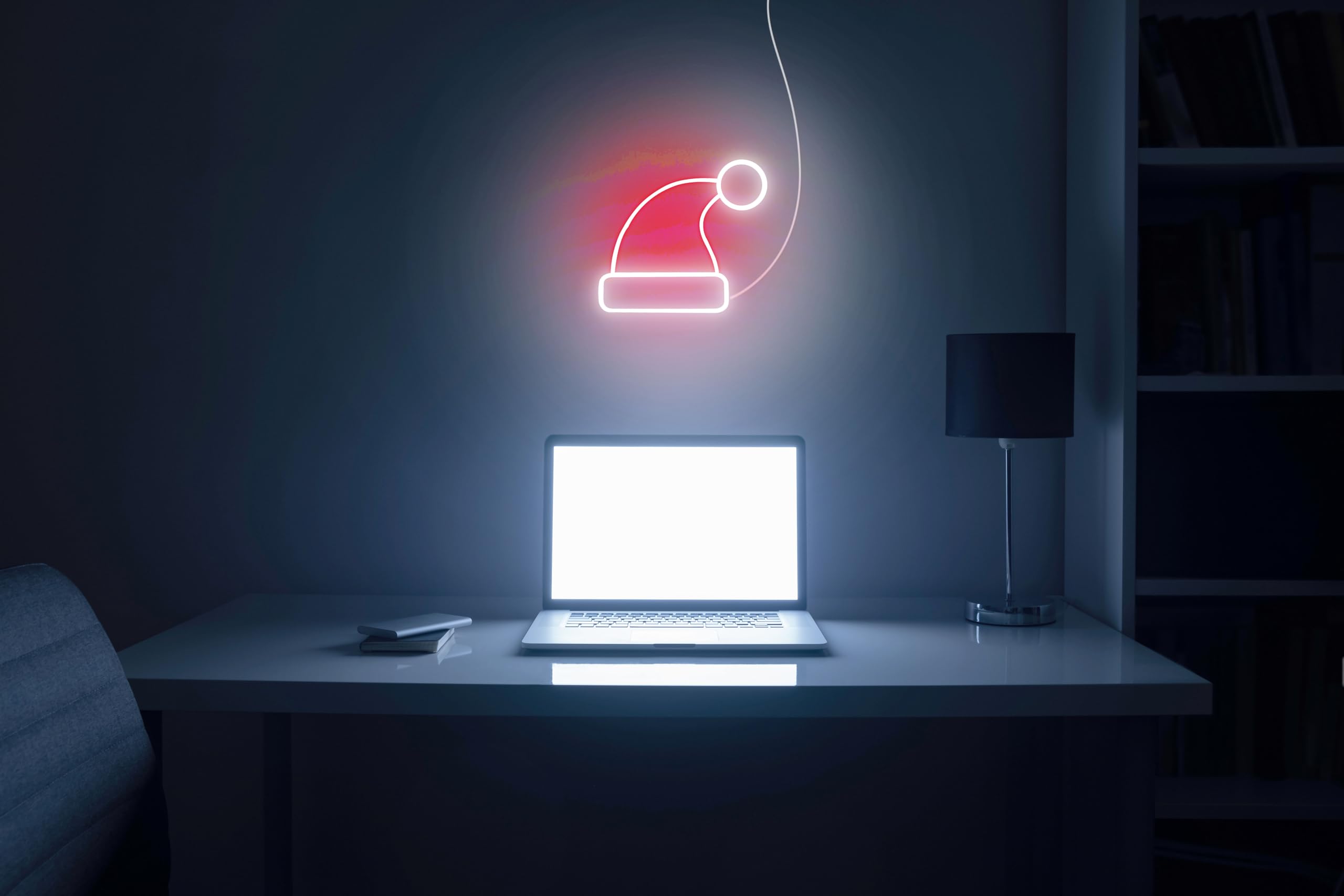 ADVPRO Letrero de neón LED de silicona flexible con sombrero de Navidad, rojo y azul, st16s66-fnu0126-rb