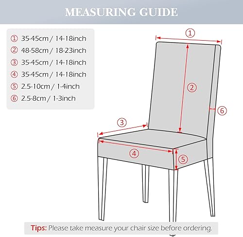 Miniatura 4 de Leorate Juego de 6 fundas elásticas para sillas de comedor, fundas para sillas Parsons, extraíbles y lavables, fundas para sillas de cocina para