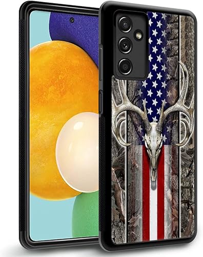 Miniatura 1 de CARLOCA Funda compatible con Samsung Galaxy A13 5G, funda de 6.5 pulgadas con diseño de calavera de ciervo y camuflaje con bandera estadounidense