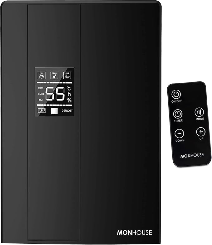MONHOUSE Home Dehumidifier 2200Ml Tank Remote Control, Sleep Mode