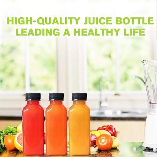 Miniatura 3 de Botellas de plástico para jugo con tapas, 12 unidades, recipientes reutilizables de 12 onzas con tapas a prueba de manipulaciones, botellas de jugo